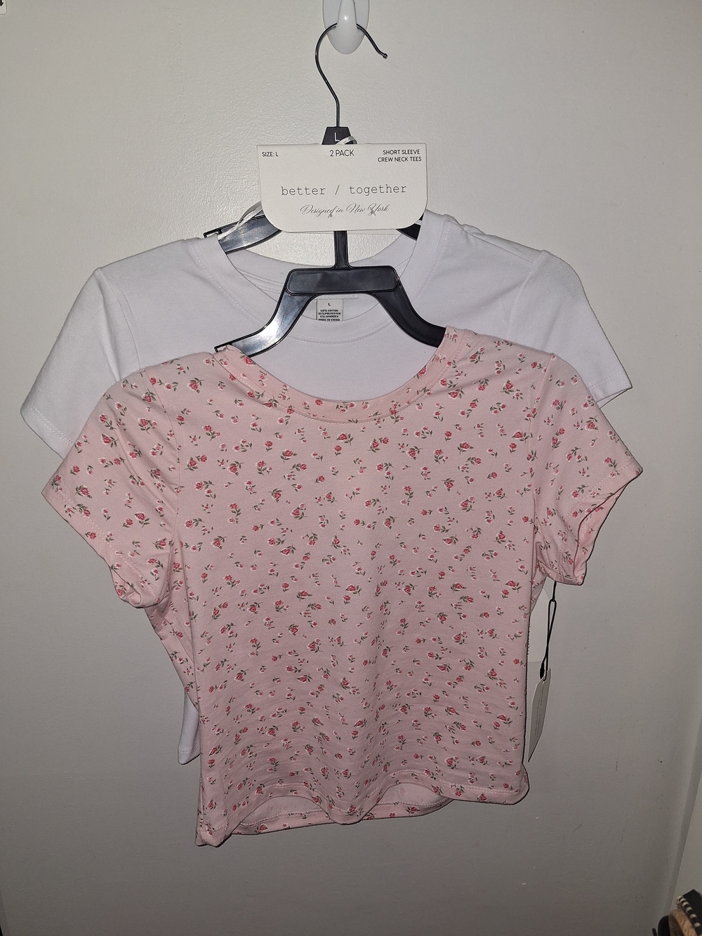better/together Womens' Short Sleeve Tee - Pink Floral & White Set